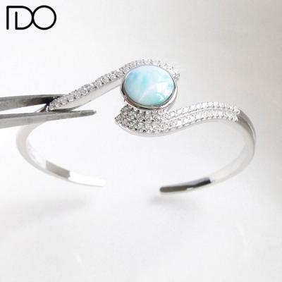 China Strong / Friendly Many Certified Colombian Handmade Hot Sale 925 Larimar Bracelets Italian Silver Bangle Cuff for sale