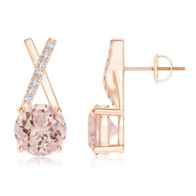 China Classic Unique Jewelry 925 Sterling Silver Paved Diamond Jewelry Morganite XO Stud Earrings for sale