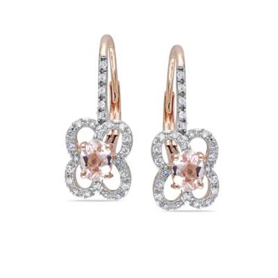 China Beautiful Classic Flower Rose Gold Morganite Jewelry Women's Earrings and CZ Drop Earrings for sale