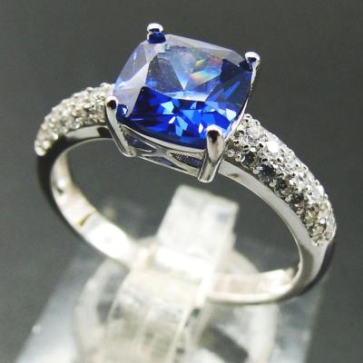 China FASHIONABLE Blue Tanzanite 925 Silver Solitaire Rings For Women Fine Square Tanzanite Gemstone Jewelry for sale