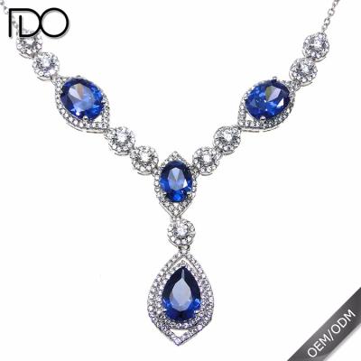 China Strong / Friendly Tanzanite CZ Necklace 925 Silver Blue Tanzanite Gemstone Jewelry for sale