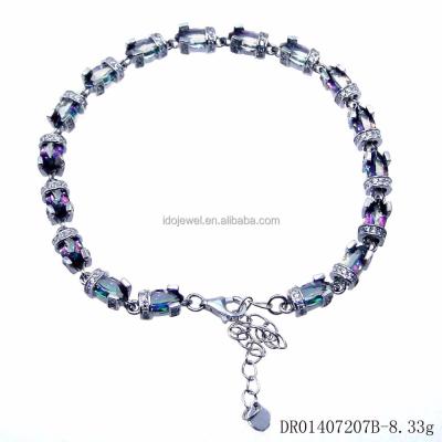 China Trendy Solid 925 Sterling Silver Mystic Topaz Tennis Bracelets For Women Shape Gold Plating Jewelry Wholesale DR01407207B-8.33g for sale