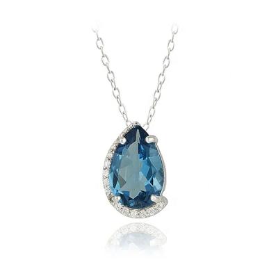 China Wholesale 925 Sterling Silver Jewelry London Blue Topaz and CLASSIC Zircon Teardrop Pendant for sale