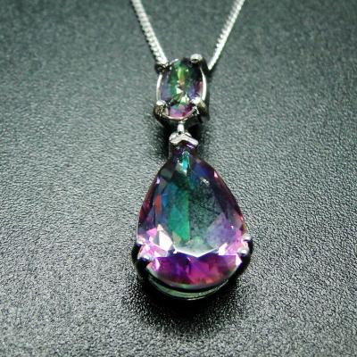 China New come TRENDY Topaz Solitaire Pendant Necklace Mystical Solid 925 Sterling Silver Birthstone Gemstone Jewelry for sale