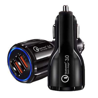 China Free Sample QC3.0 Universal Car Charger Safe And Fast Charging Dual Port Fast Charging Adapter For Smart Phone for sale