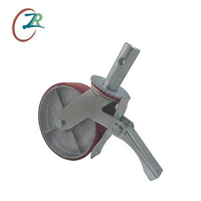 China Swivel+Brake Industrial 6 Inch 8 Inch Cast Iron PU Scaffolding Caster Wheels for sale