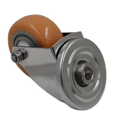 China SWIVEL Swivel 3 Inch Bolt Hole Stainless Steel Bracket Casters Anti-Corrosion PU Wheels for sale