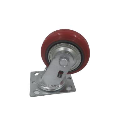 China Durable 3 Inch Swivel Plate Cast Iron Wheel PU Center Korean Red Industrial Caster 75mm for sale