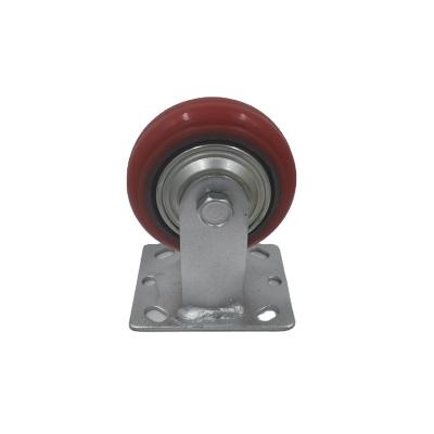 China 4 Inch Durable Fixed Casting Iron Red Medium Heavy Duty Industrial Caster Wheels for sale