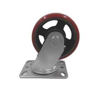 China Durable Swivel Ton Industrial Cast Iron PU Casters Extra Heavy Duty 2 Wheels for sale