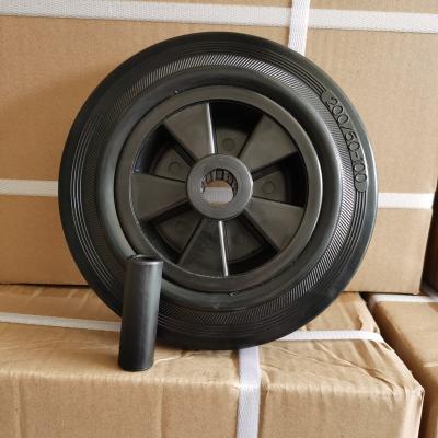 China Hot Selling PIVOT 8 Inch 200mm Black Rubber Gabage Wheel 8 Inch Trash Can Wheel for sale