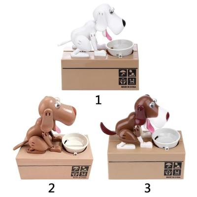 China Lovely Plastic Saving Box Hungry Box Money Dog Drinking Dog Pig Money Savings Bank For Kids Gift for sale