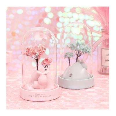 China Modern Glass Resin Night Light Cartoon Fairy Lights Floral Bedroom Ornaments LED Light for sale