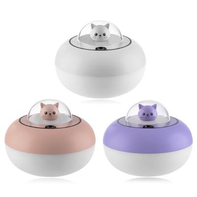 China Car Mini Silent Cat Air Humidifier Night Light Essential Oil Diffuser USB Ultrasonic Air Purifier for sale