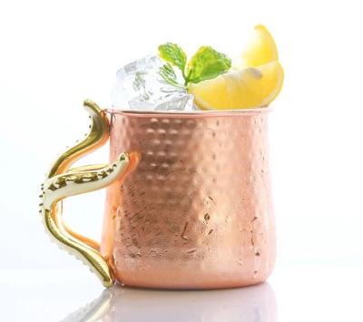 China Sustainable Copper Plated 540ml Stainless Steel Moscow Mule Mug Coffee Mug With Tentacle Handle for sale