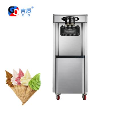 China Snack Factory GQ-618SDB Commercial Three Flavors Soft Ice Cream Machine With 18-20L Homemade Ice Cream Rolls Maker for sale