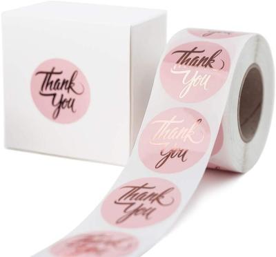 China Waterproof Thank You Stickers Roll | 1.5 inch 500 pink stickers for sale