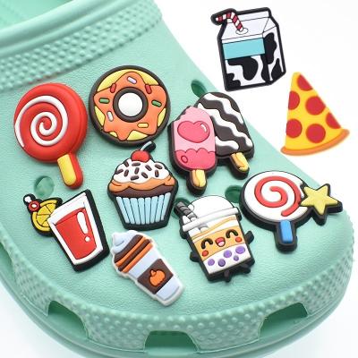 China Wholesale Croc Charm Cartoon Croc Shoe Charms Soft PVC Fast Food Ice Cream Drinks Croc Charms For Kids Gifts for sale