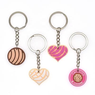 China Wholesale Cartoon PVC Metal Mexican Concha Keychain Keyring Cute Food Birthday Party Gifts Bag Car Pendant Fit Girls Boy for sale