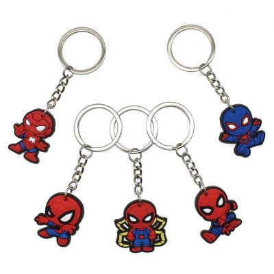 China Creative Anime PVC Key Chain Wholesale Cartoon Spiderman Marvel D.C. Car Rubber Key Pendant PVC Key Chain for sale