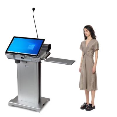 China Digital Multimedia Podium  Audio Visual Smart Lectern With Microphone And Speaker for sale