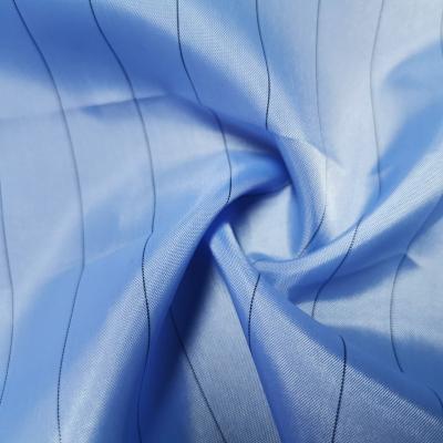 China Anti Static ESD 1%carbon/99%polyester Taffeta 1.7cm Stripe Anti Static Fabric For Workwear for sale