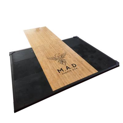 China Custom Wooden Weightlifting Platform Logo for Gym for sale