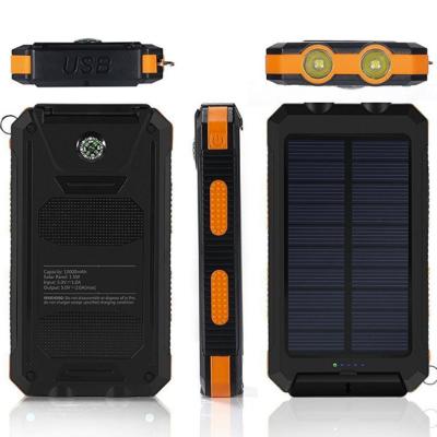 China 2020 Support 2020 Fast Dual Charging Waterproof Portable USB IP65 Ultra Thin Power Bank With Compass And Led Solar Power Charger 10000mah Light Bank for sale