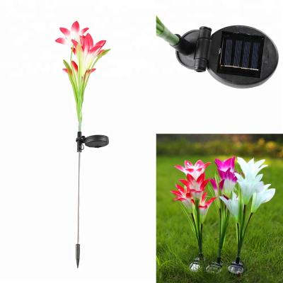 China Solar Garden Path Yard Decoration LED Lily Flower Lights For Garden for sale