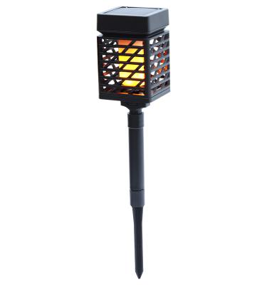 China Garden Popular Appearance Black Single Classic Pillar Stick Head Torch Shaped Flame Lamp Solar Powered Light For Garden for sale