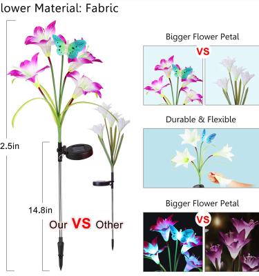 China Beautiful Garden Butterfly Hummingbird Lily Flower Solar Lights Decoration Outdoor Garden for sale