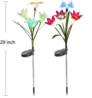 China New Garden Pattern Multi Color Lights Combination Of Solar Butterfly Lily Flower Garden Decoration Lights for sale