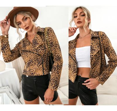 China Anti-wrinkle Women's Cotton Coat Women's Leopard Side Zipper Long Sleeve Blazer Gap Jackets Coats for sale