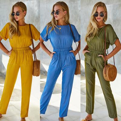 China 2020 Solid Color Women's Overalls Corset Overalls 2021 Anti-Static One-Piece Women's Lattice Overalls Rompers for sale