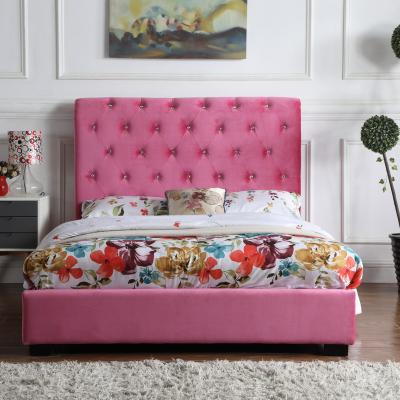 China Other Best Professional Selling Product Popular Kid Upholstered Velvet Sleigh Platform Bed Frame for sale