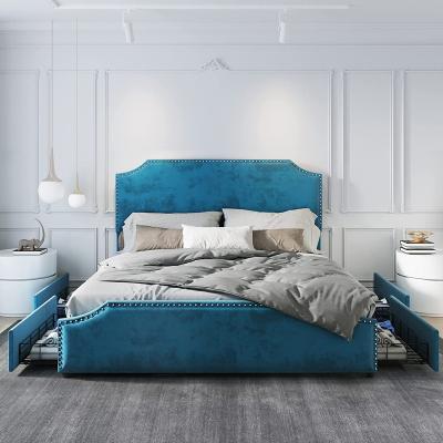 China Other New Products Modern Style Bedroom Furniture Upholstered Bed Tufted Upholstered Platform Bed for sale