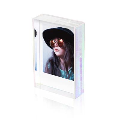 China Home Decor Clear Iridescent Acrylic Rainbow Picture Frame Thick Picture Frames for sale