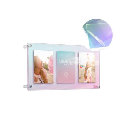 China Double Wall Mounted Iridescent Acrylic Panel Frame Floating Picture Frames for sale