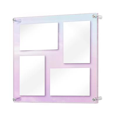 China Double Panel Acrylic Wall Mounted Iridescent Acrylic Photo Frames Floating Picture Frames for sale