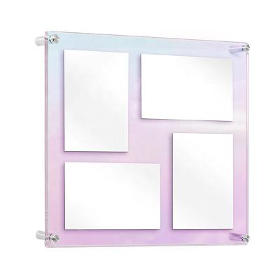 China Wall Mounted Iridescent Acrylic Home Decor Double Panel Acrylic Picture Frames Floating Picture Frames for sale