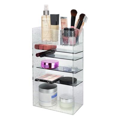 China Glitter Clear Acrylic Brush Up Cosmetic Display Racks ST13501 for sale