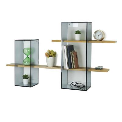 China Modern Home Acrylic Acrylic Ledge Shelf Shelves Display Racks Bamboo Floating Wall Mounted for sale