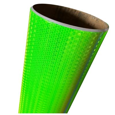 China Untearable Fluorescent Green Yellow Green Honeycomb Reflective Overlay Grade For Signage High Viscosity Reflective Vinyl for sale