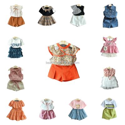 China 2022 Baby Clothing Set Korean Soft Denim Summer T-shirt+high Waist Skirt 2pcs Baby Kids Clothes Children Suit Short Sleeve for sale