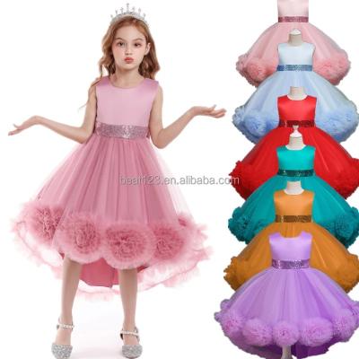 China 2022 Anti-wrinkle Babies Sleeveless Flower Print Dresses Princess Ball Gown Pageant Dress Equipment Children Party Summer Clothes Kids for sale