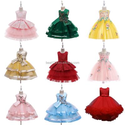 China Anti-wrinkle babies dresses for summer flower lace up Vestidos wedding party kids dresses for Princess Children's Girls Beading Tulle Dresses for sale