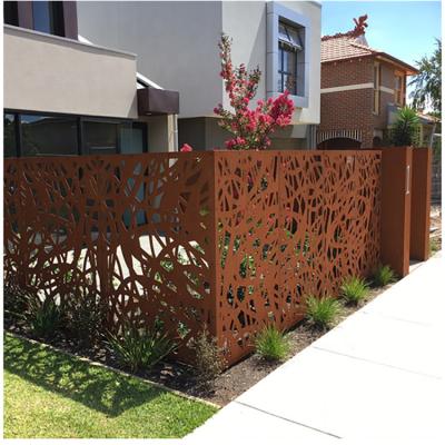 China Minimalist Zaun Corten Steel Compound Trellis Garden Yard Fence Building Laser Cut Privacy Fencing Trellis Panel for sale