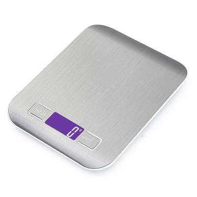 China With Tray Charging Stainless Steel Kitchen Scale 5kg Mini Flat Cooking Scales 10kg Electronic Food Weighing Gram Scale for sale