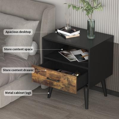 China Foldable Nordic Style Hotel Bedroom Furniture Small Nightstand Floating Black White Bedside Table for sale