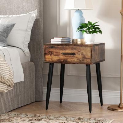 China French Antique Style Cane Beside Table Hotel Wood Brown Nightstand Modern Foldable Home Bedroom Furniture for sale